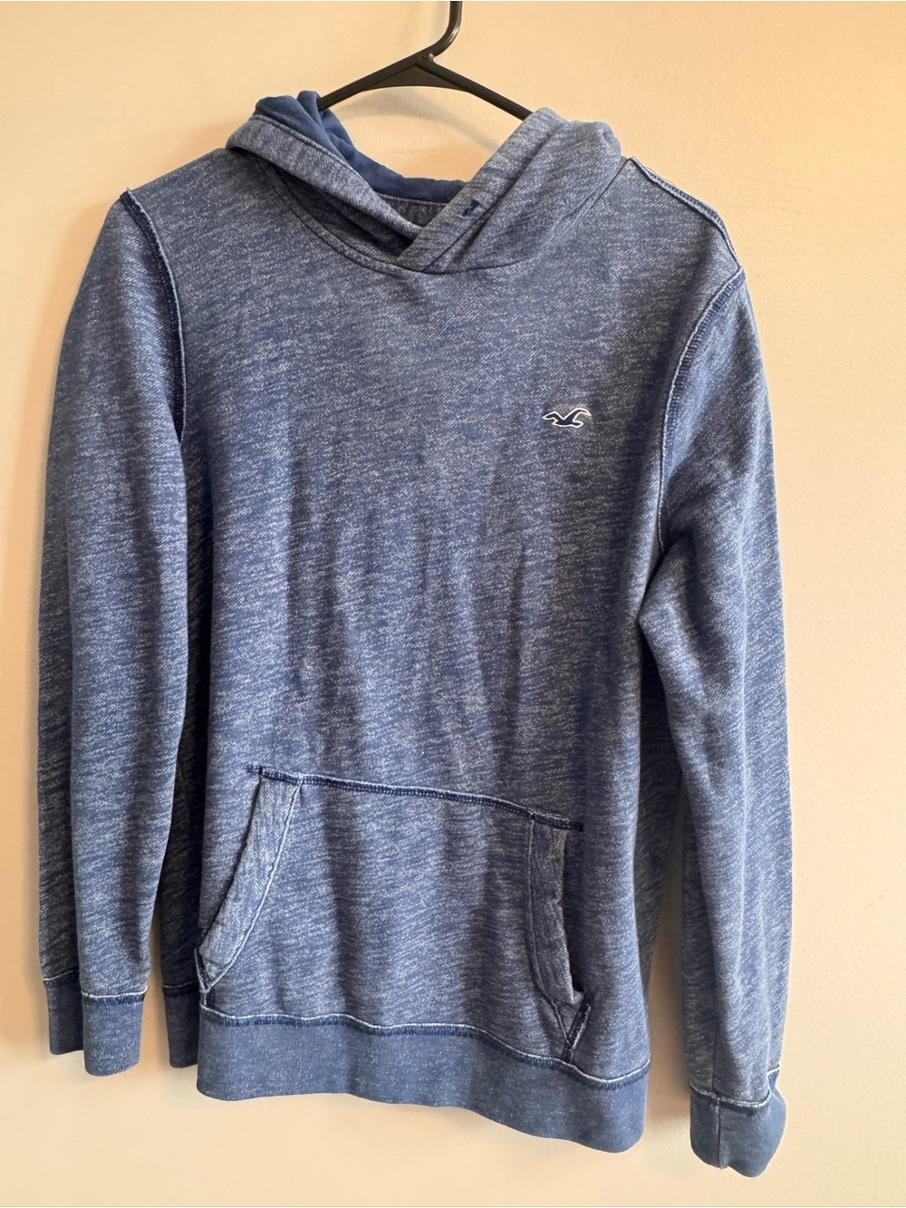 Hollister Men’s Small Blue Heather Pullover Hoodie Logo Sweatshirt